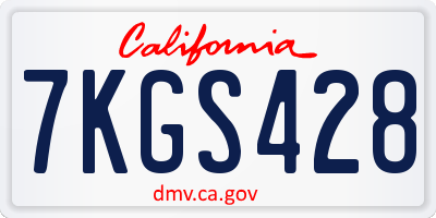 CA license plate 7KGS428