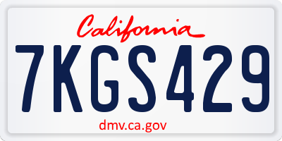 CA license plate 7KGS429