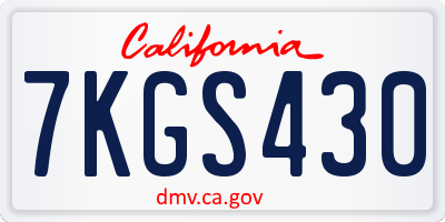 CA license plate 7KGS430