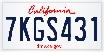 CA license plate 7KGS431