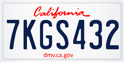 CA license plate 7KGS432