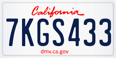 CA license plate 7KGS433