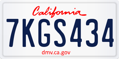 CA license plate 7KGS434