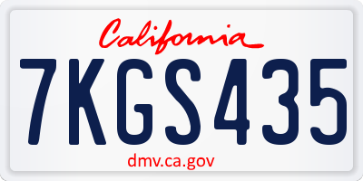 CA license plate 7KGS435