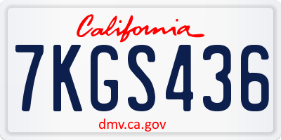 CA license plate 7KGS436