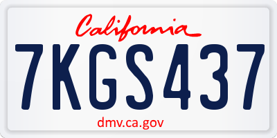 CA license plate 7KGS437
