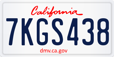 CA license plate 7KGS438