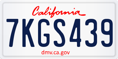 CA license plate 7KGS439