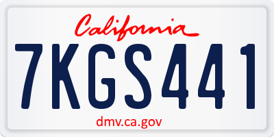 CA license plate 7KGS441
