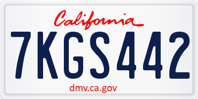CA license plate 7KGS442