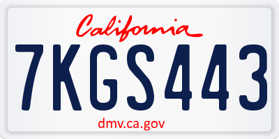 CA license plate 7KGS443