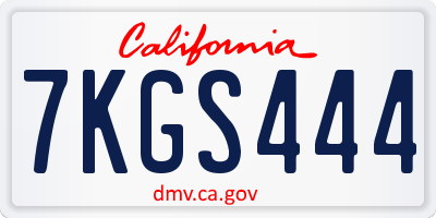 CA license plate 7KGS444