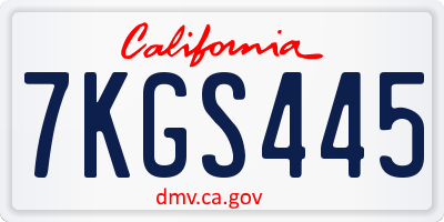 CA license plate 7KGS445
