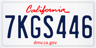 CA license plate 7KGS446