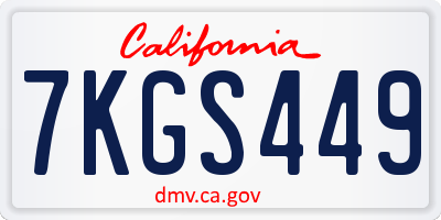 CA license plate 7KGS449