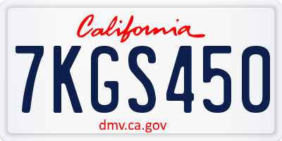 CA license plate 7KGS450