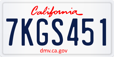 CA license plate 7KGS451