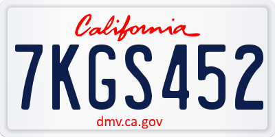 CA license plate 7KGS452