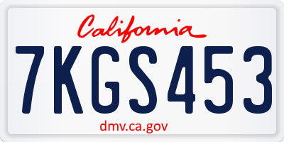 CA license plate 7KGS453