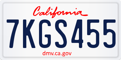 CA license plate 7KGS455