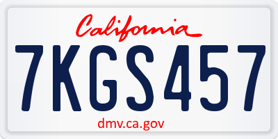 CA license plate 7KGS457