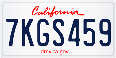 CA license plate 7KGS459