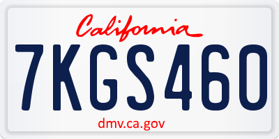 CA license plate 7KGS460