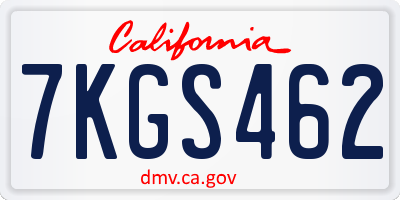 CA license plate 7KGS462
