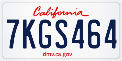 CA license plate 7KGS464