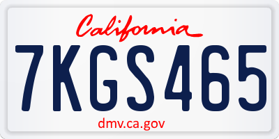 CA license plate 7KGS465