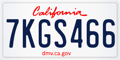 CA license plate 7KGS466
