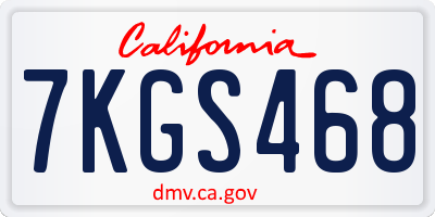 CA license plate 7KGS468