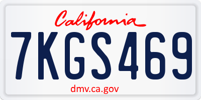 CA license plate 7KGS469