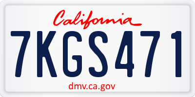 CA license plate 7KGS471