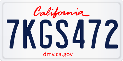 CA license plate 7KGS472