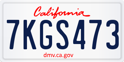 CA license plate 7KGS473
