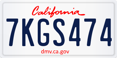 CA license plate 7KGS474