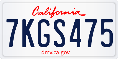 CA license plate 7KGS475