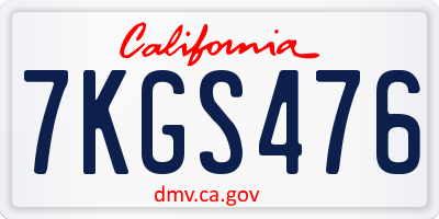 CA license plate 7KGS476