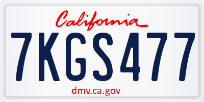 CA license plate 7KGS477