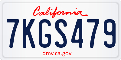 CA license plate 7KGS479