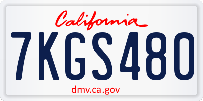 CA license plate 7KGS480