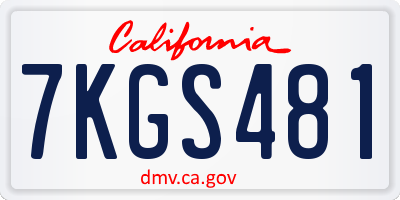 CA license plate 7KGS481