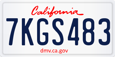 CA license plate 7KGS483
