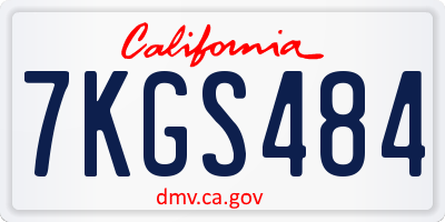 CA license plate 7KGS484