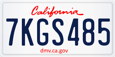 CA license plate 7KGS485