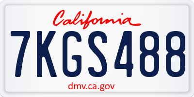 CA license plate 7KGS488