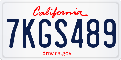 CA license plate 7KGS489