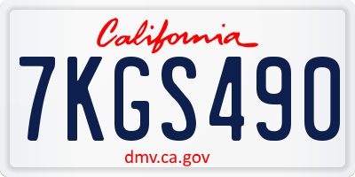 CA license plate 7KGS490