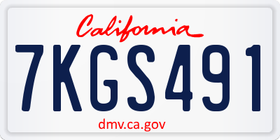 CA license plate 7KGS491